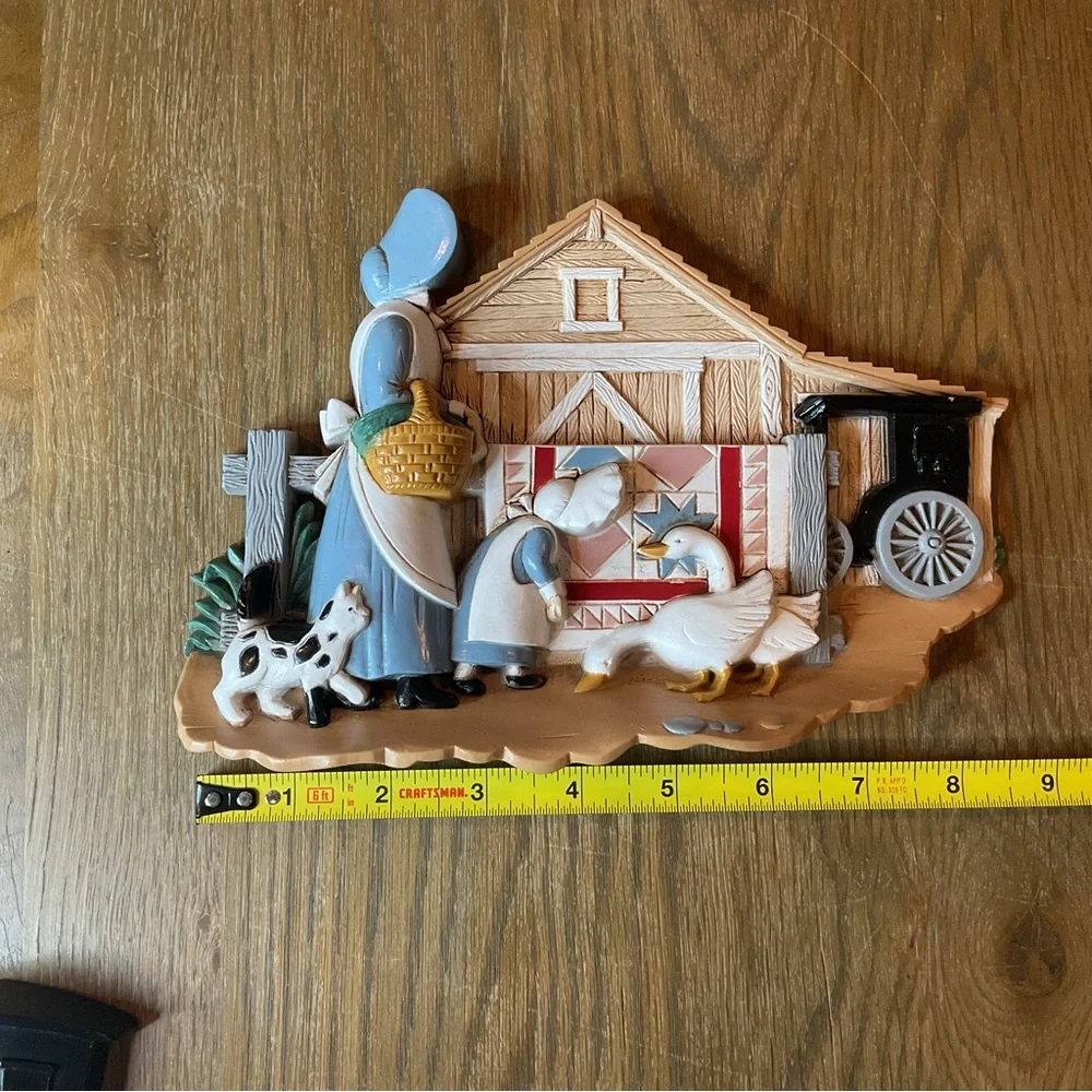 Vintage Burwood Products Wall Hanging Plaques Decor Amish Set Of 2